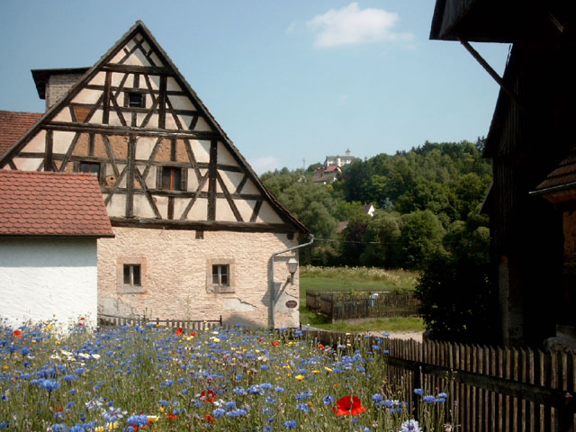 Mühle mit Blumen