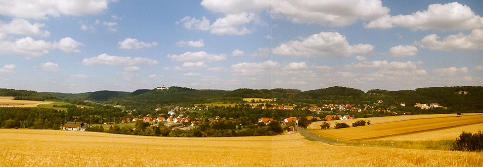 Panorama auf Heiligenstadt und Schloß Greifenstein
